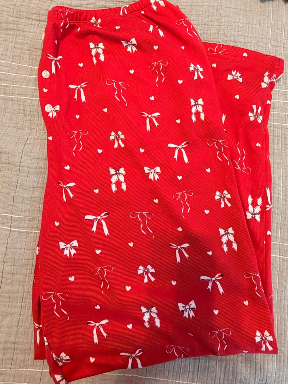 BNWOT Aerie Red Bow-Print L/S PJ Set